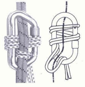 Il Nodo Moschettone del 1947,
inventato da Bachmann
(17436 bytes)